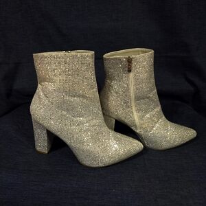 Sparkle Shimmer Heeled Ankle Boot Size 9.5